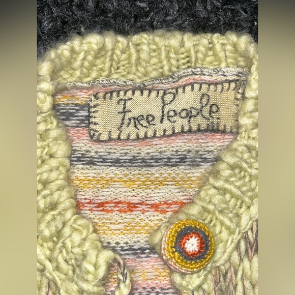 Free people boho Nordic wool knit chunky cardigan - Picture 5 of 11